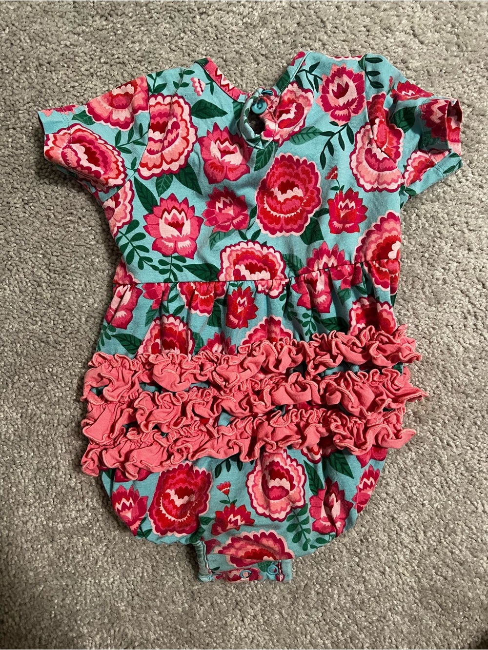 Ruffle Butts Pink Floral Ruffle Romper